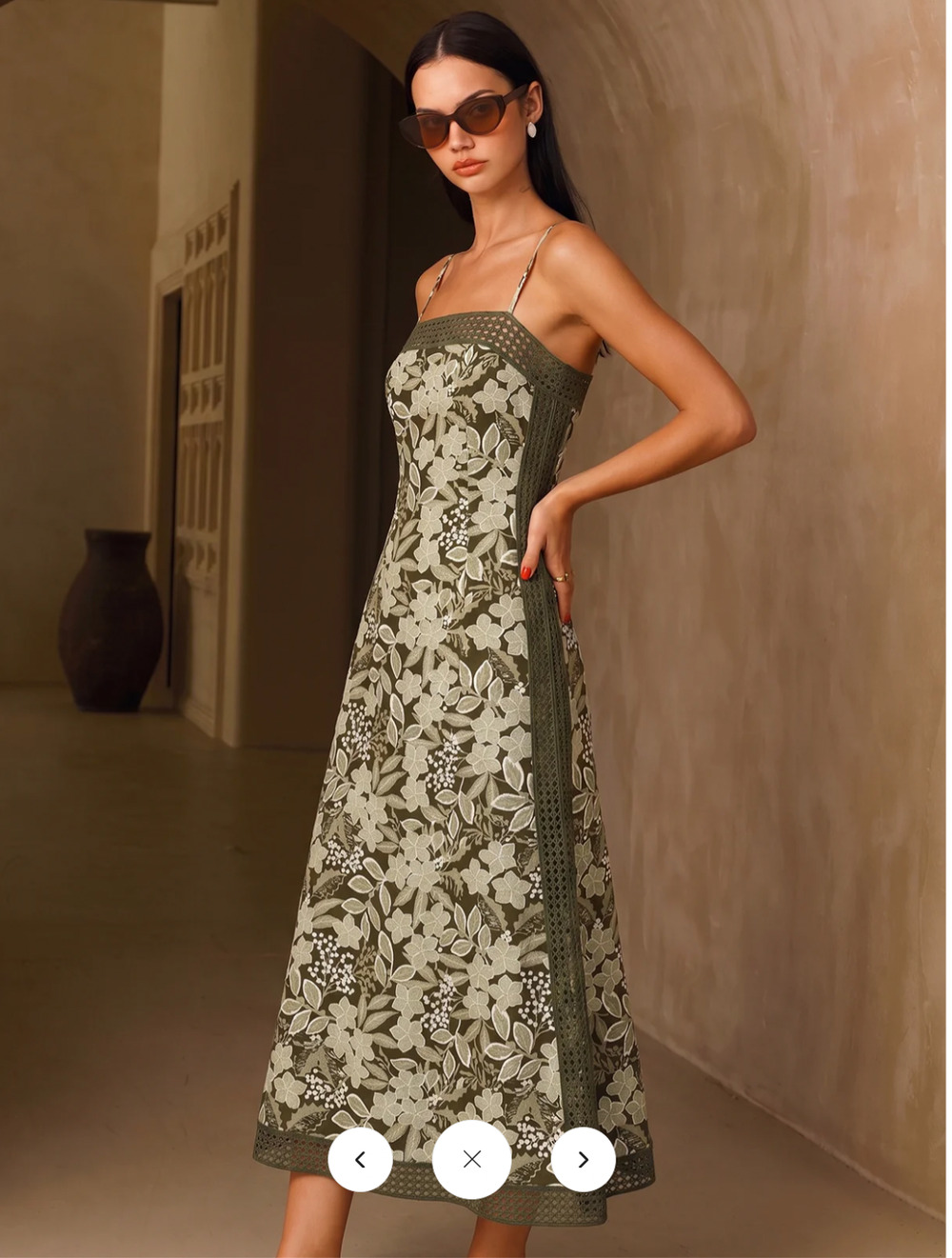 NWT Commense Crochet Trim Floral Print Slip Dress Sz M